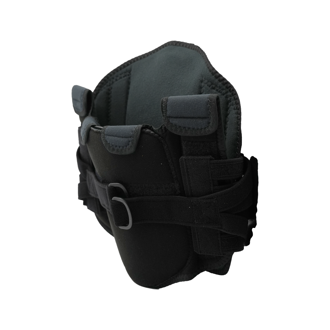Black RCAI LSO Short Front orthopedic brace with adjustable straps and secure padded closures, made in the USA, ideal for.