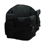 Black RCAI LSO Short Front orthopedic brace with adjustable straps, padded design, and hook-and-loop closures, made in the.