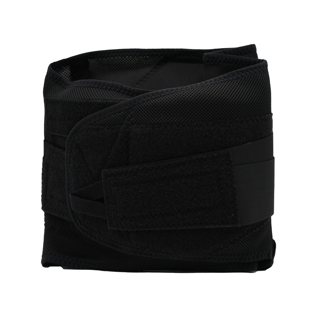 Black Control Fit LSO orthopedic brace with adjustable Velcro straps, made in the USA, designed for RCAl and B2B orthopedics .