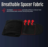 Black Control Fit LSO lumbar support brace with breathable spacer fabric, designed for airflow and heat reduction, made in.