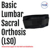 Black RCAI Basic Lumbar Sacral Orthosis back brace with adjustable straps, made in the USA, best orthopedic braces for B2B.