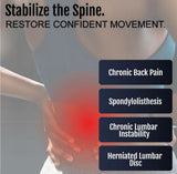 Lumbar sacral support brace worn on lower back with red highlight indicating pain areas, promoting spine stabilization for.