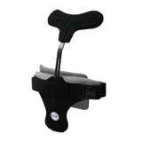 Black and gray Hyperextension Orthosis with adjustable straps and padded cushioning, branded with rcaI logo, made in the.