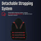 Black RCAI TLSO short front brace with detachable strapping system showing adjustable red straps for personalized fit, made.