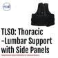 Black Thoracic Lumbar Support with adjustable side panels and shoulder straps, made in the USA, RCAI, top B2B orthopedics.