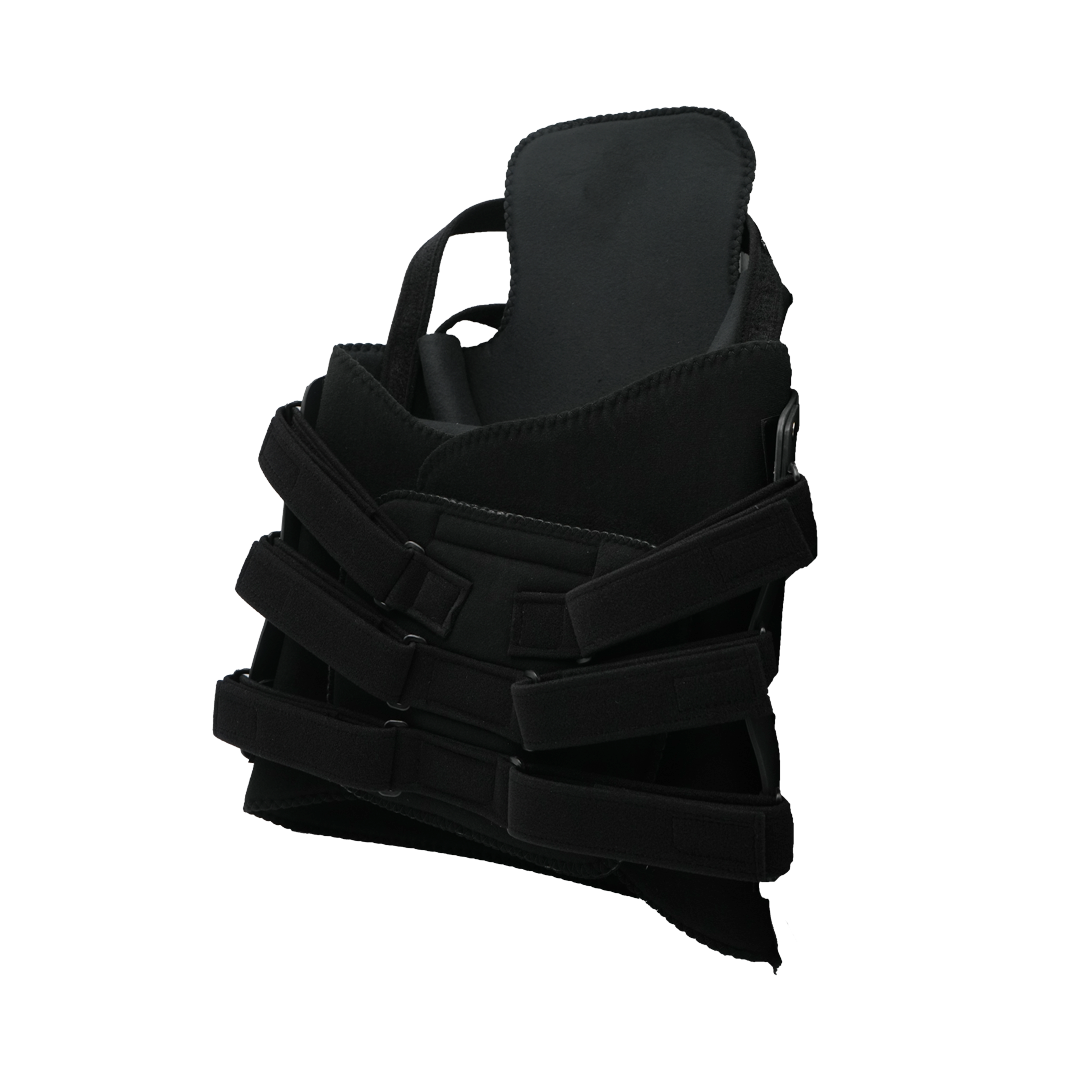 Black TLSO back brace with adjustable Velcro straps and padded interior, made in the USA, best orthopedic braces by RCAI for .
