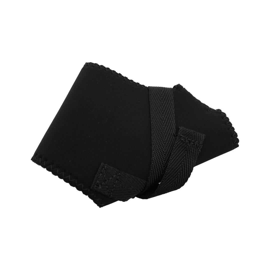 Black wrap-around thumb support with adjustable strap and textured edges, made in the USA, best orthopedic braces by RCAI.
