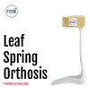 White lightweight RCAI Leaf Spring Orthosis AFO for foot drop with beige adjustable strap, made in the USA, best orthopedic.