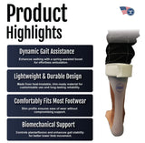 RCAI lightweight black Leaf Spring Orthosis AFO for foot drop with beige foot section, made in the USA, best orthopedic.