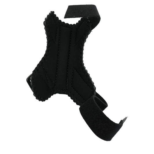 Black pediatric universal thumb support with adjustable Velcro straps, contoured for comfort, made in the USA, best.