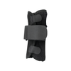 Black ambidextrous wrist brace with adjustable wide and narrow hook-and-loop straps, breathable mesh fabric, made in the.