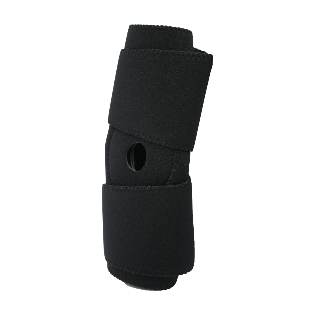Black wrap-around knee brace with buttress support, no hinges, made in the USA, best orthopedic braces, RCAI B2B orthopedics .