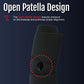 Black wrap-around knee brace with open patella design, soft neoprene material, made in the USA, best orthopedic braces,.