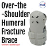 White over-the-shoulder humeral fracture brace with adjustable straps, breathable design, made in the USA by RCAI, best.