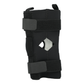 Black hinged knee brace with two adjustable straps, open patella design, made in the USA, best orthopedic braces for B2B.