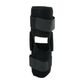 Black wrap knee brace with open patella design, adjustable Velcro straps, padded edges, made in the USA, best orthopedic.