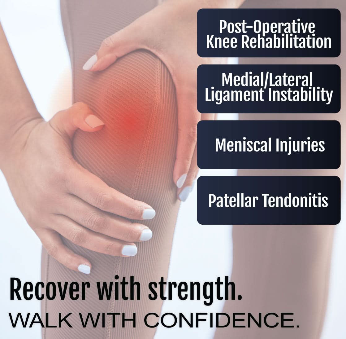 Neoprene wrap-around knee brace on bent leg highlighting joint support with covered hinge, emphasizing knee rehabilitation.