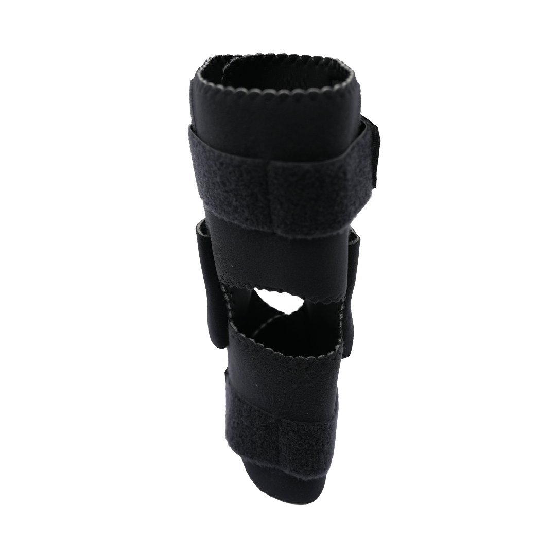 Black adjustable active knee brace with open patella design, dual Velcro straps, made in the USA, RCAI, best orttopedic.