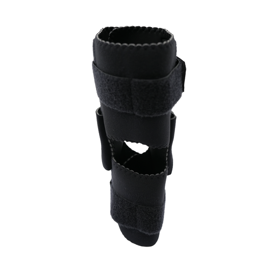 Black Active Knee Brace with adjustable velcro straps and open patella design, made in the USA, best orttopedic braces by.