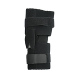 Black RCAI Deluxe Wrap Knee brace with adjustable hook-and-loop straps, made in the USA, top choice for B2B orthopedics.