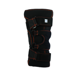 Black Lifestyle Osteoarthritis Knee Brace with orange stitching, adjustable straps, made in the USA for best orthopedic.