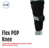 Black RCAI Flex POP Knee brace with adjustable straps and supportive hinges, designed for precision-controlled flexion, made .