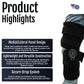 Flex POP Knee brace by RCAI with black medial/lateral panel design and secure strap system, made in the USA, durable.