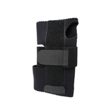 Black adjustable wrist extension splint with breathable padded fabric and secure Velcro straps, ergonomic design by RCAI,.