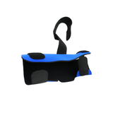 Black and blue wrist extension splint with extended length, adjustable hook-and-loop straps, made in the USA, RCAI, B2B.