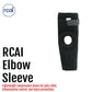 Black RCAI elbow sleeve with open elbow design and adjustable strap, made in the USA, best orthopedic braces for B2B.
