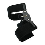 Black RCAI Knee Cage Orthosis with adjustable padded straps and metal hinge, made in the USA, best orthopedic braces for.