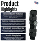 Semi-rigid black ratchet POP knee brace with adjustable straps and contoured knee cap, features advanced ratchet mechanism.