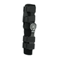 Black semi-rigid ratchet POP knee brace with four adjustable Velcro straps and silver metal ratchet hinge, made in the USA,.