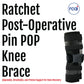 Black ratchet post-operative knee brace with adjustable straps and lightweight design, made in the USA, RCAI, best.