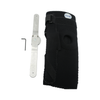 Black neoprene extension stop elbow brace with adjustable metal ROM hinge, small Allen wrench included, made in the USA by.