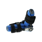 Blue and black adjustable arm brace with metal hinges, foam padding, and multiple velcro straps, designed for superior.