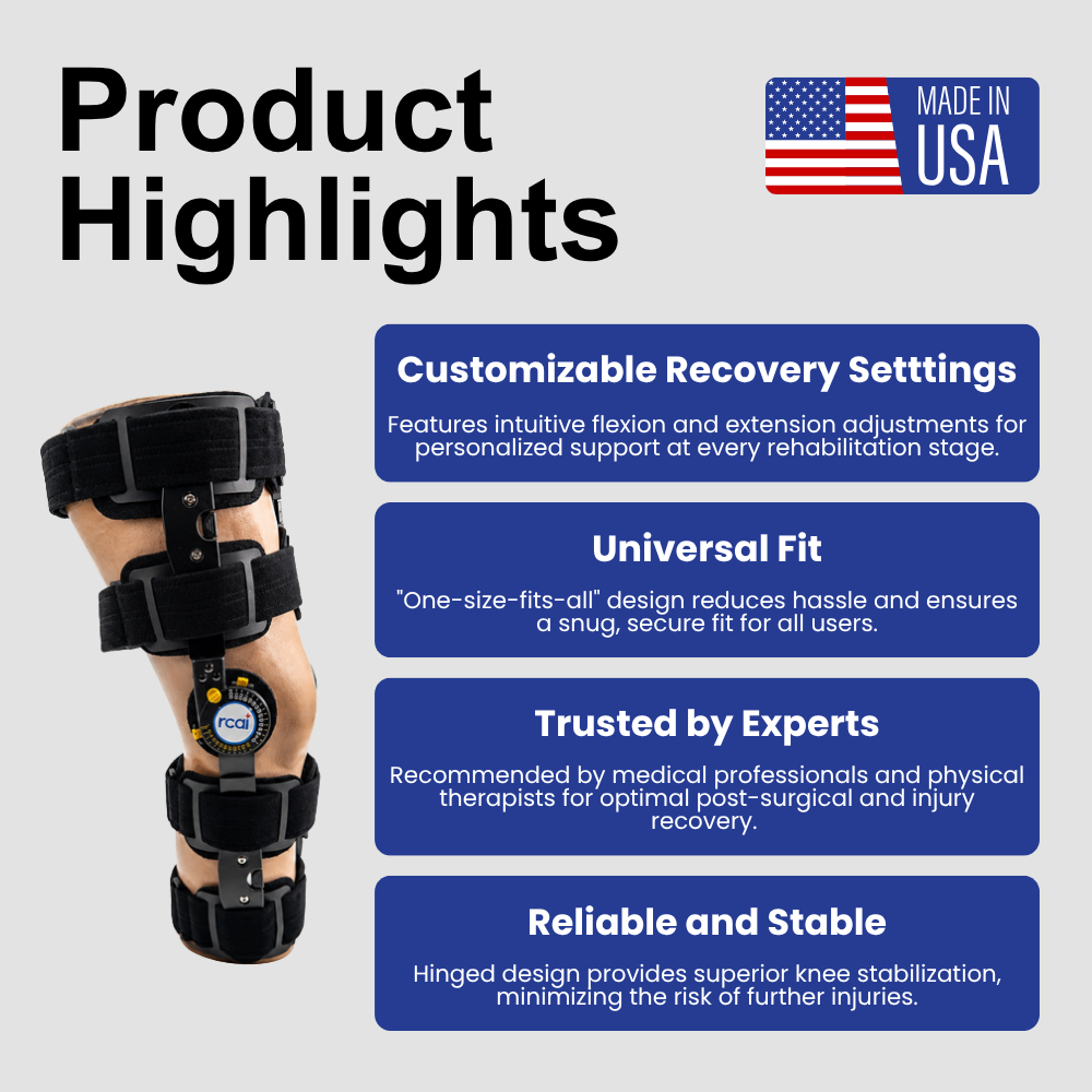 RCAI Post-Operative ROM Knee Brace – Adjustable Support for Recovery