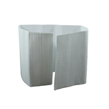 White adjustable RCAI abdominal binder with hook-and-loop closure, made in the USA, designed for core support and recovery,.