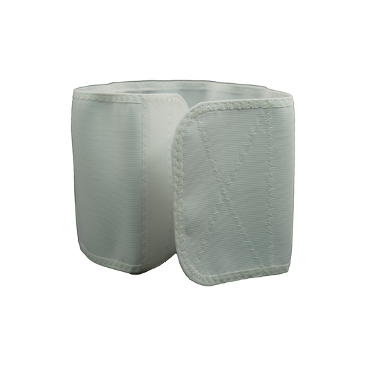 White pediatric abdominal binder with soft fabric, adjustable Velcro closure, made in the USA, best orthopedic braces, RCAI, .