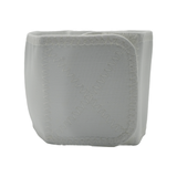 White fabric infant shoulder immobilizer with reinforced stitching and hook-and-loop closure, made in the USA, best.