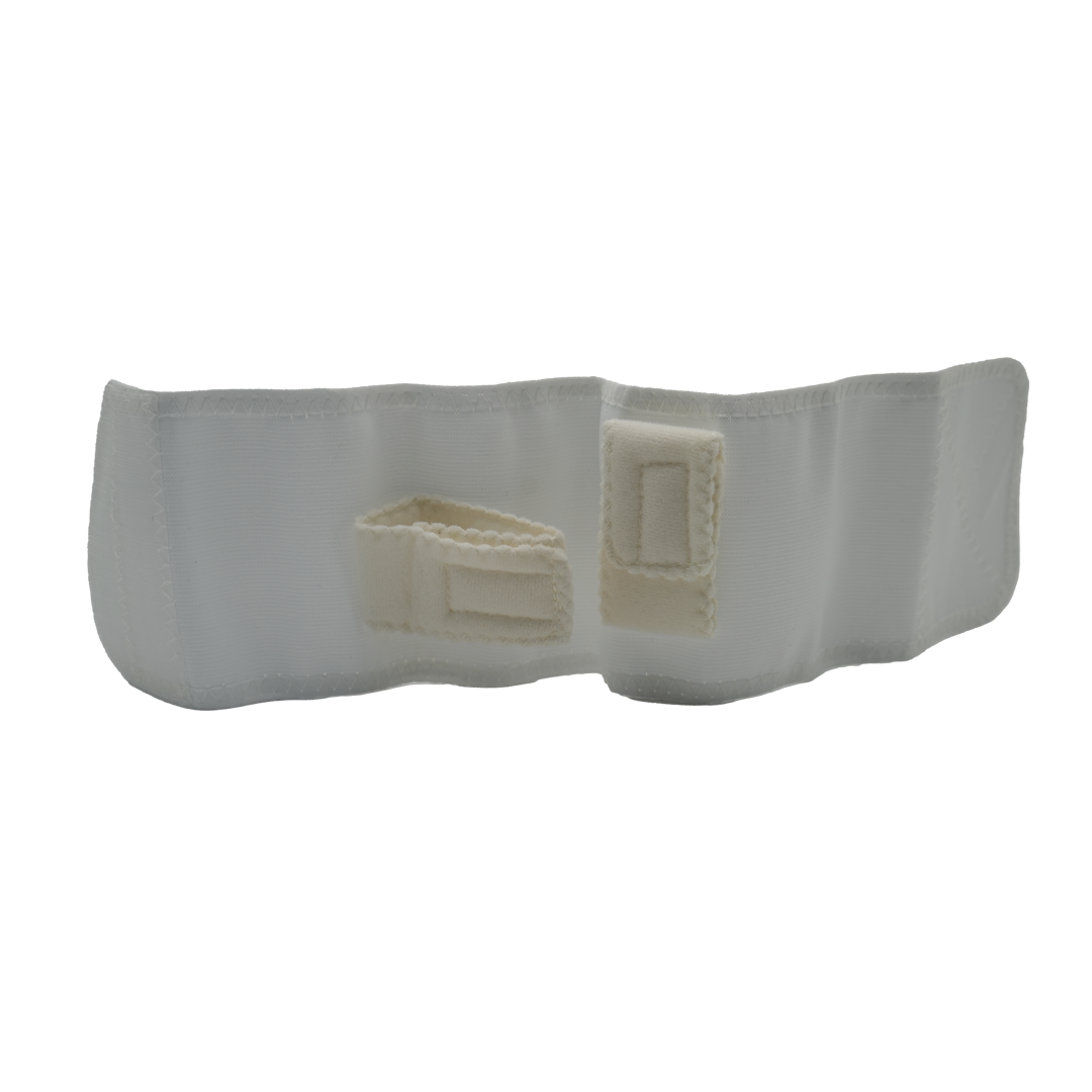 White infant shoulder immobilizer with adjustable Velcro straps, made in the USA, premium quality by RCAI, ideal for B2B.