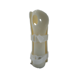 Cream-colored pediatric wrist brace with adjustable white straps, made in the USA, best orthopedic braces by RCAI for B2B.