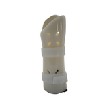 White pediatric wrist brace with adjustable Velcro straps, ventilated design, made in the USA, RCAI, best orthopedic braces.