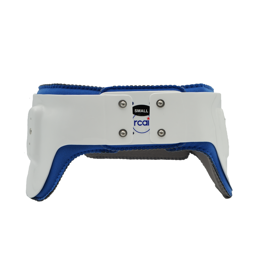 White and blue Hip Abduction Orthosis Girdle with rcai logo, adjustable straps, made in the USA, best orthopedic braces for.