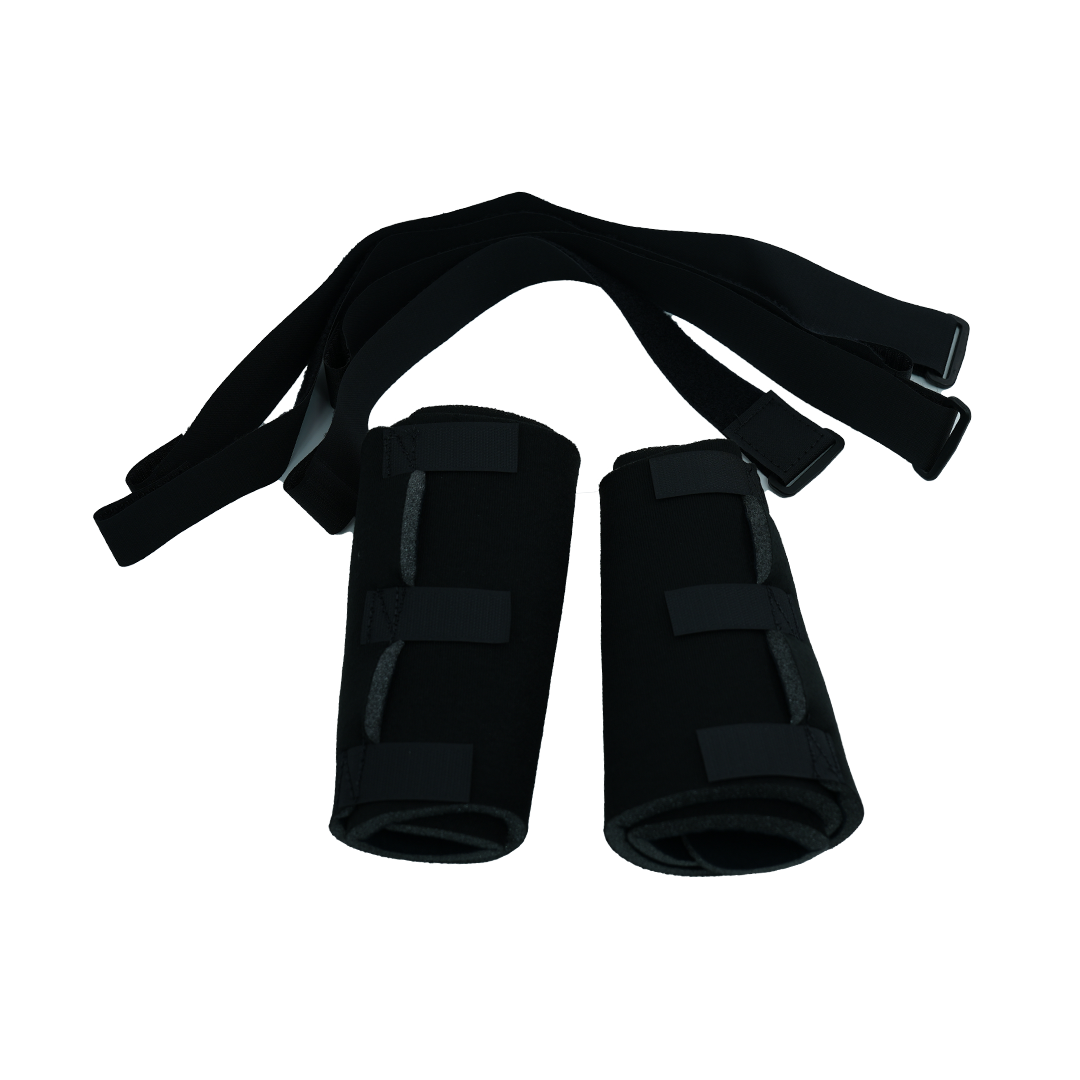 Black pediatric post operative pin knee brace accessory kit with adjustable straps, made in the USA, best orthopedic braces.