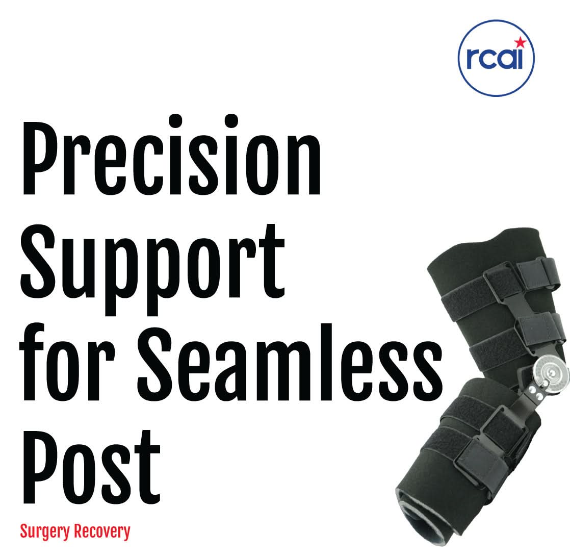 Black Post Operative Pin® knee brace with adjustable straps and hinged support, made in the USA, best orthopedic braces by.