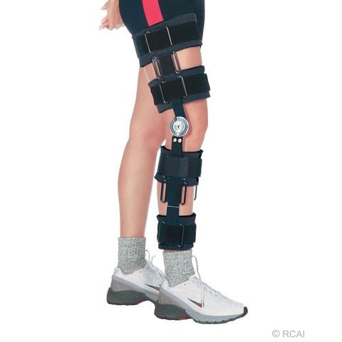Female Buckling Knee Orthosis or Knee Support Brace after Surgery on Leg  Stock Image - Image of buckle, healthcare: 261693517