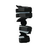 Black and gray adjustable Post Operative Pin (POP) arm brace with multiple padded straps and hinge, made in the USA by RCAI, .