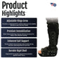 Black RCAI TA Boot with adjustable hinge arms and durable rigid shell, designed for enhanced gait support, made in the USA,.