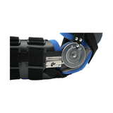 Ratchet POP Arm Brace by RCAI with adjustable metal hinge and black straps, blue padded interior, made in the USA, b2b.